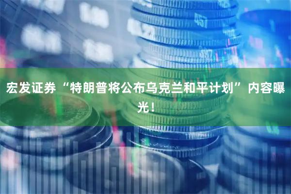 宏发证券 “特朗普将公布乌克兰和平计划” 内容曝光！